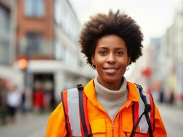 photo coup de une Naturel femme travail comme une construction ouvrier ai génératif