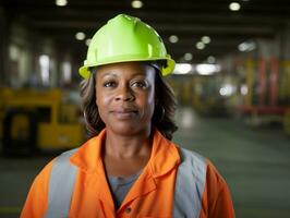 photo coup de une Naturel femme travail comme une construction ouvrier ai génératif