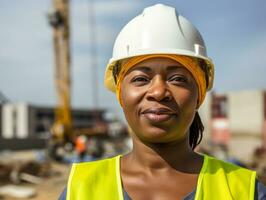 photo coup de une Naturel femme travail comme une construction ouvrier ai génératif