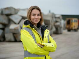 photo coup de une Naturel femme travail comme une construction ouvrier ai génératif