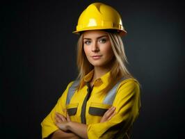 photo coup de une Naturel femme travail comme une construction ouvrier ai génératif