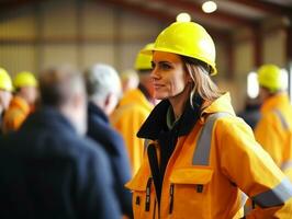 photo coup de une Naturel femme travail comme une construction ouvrier ai génératif