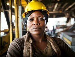 photo coup de une Naturel femme travail comme une construction ouvrier ai génératif