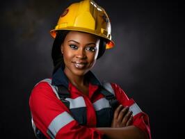 photo coup de une Naturel femme travail comme une construction ouvrier ai génératif