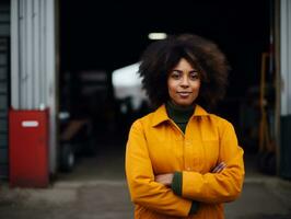 photo coup de une Naturel femme travail comme une construction ouvrier ai génératif