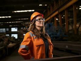 photo coup de une Naturel femme travail comme une construction ouvrier ai génératif