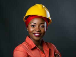 photo coup de une Naturel femme travail comme une construction ouvrier ai génératif