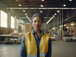 photo coup de une Naturel femme travail comme une construction ouvrier ai génératif