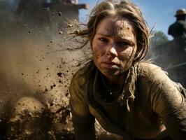 photo coup de une Naturel femme travail comme une construction ouvrier ai génératif