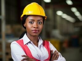 photo coup de une Naturel femme travail comme une construction ouvrier ai génératif