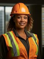 photo coup de une Naturel femme travail comme une construction ouvrier ai génératif