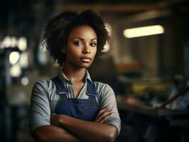 photo coup de une Naturel femme travail comme une construction ouvrier ai génératif