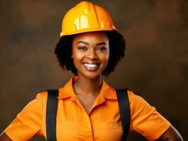 photo coup de une Naturel femme travail comme une construction ouvrier ai génératif