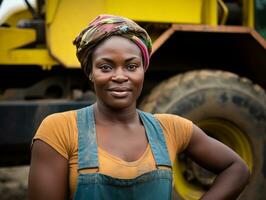 photo coup de une Naturel femme travail comme une construction ouvrier ai génératif