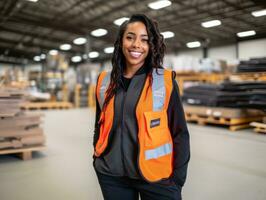 photo coup de une Naturel femme travail comme une construction ouvrier ai génératif