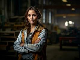 photo coup de une Naturel femme travail comme une construction ouvrier ai génératif