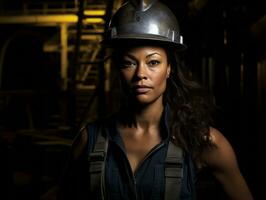 photo coup de une Naturel femme travail comme une construction ouvrier ai génératif