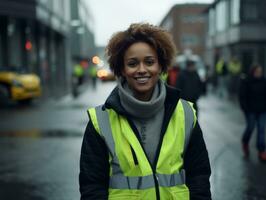 photo coup de une Naturel femme travail comme une construction ouvrier ai génératif