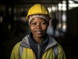 photo coup de une Naturel femme travail comme une construction ouvrier ai génératif