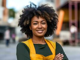 photo coup de une Naturel femme travail comme une construction ouvrier ai génératif