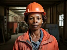 photo coup de une Naturel femme travail comme une construction ouvrier ai génératif