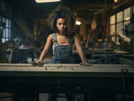 photo coup de une Naturel femme travail comme une construction ouvrier ai génératif