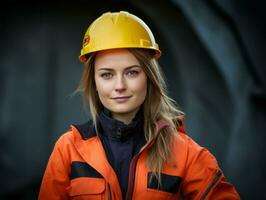 photo coup de une Naturel femme travail comme une construction ouvrier ai génératif