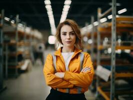 photo coup de une Naturel femme travail comme une construction ouvrier ai génératif