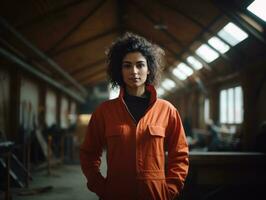 photo coup de une Naturel femme travail comme une construction ouvrier ai génératif