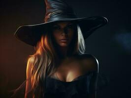 femme habillé comme une sorcière pour Halloween ai génératif photo