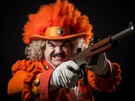 homme dans une Halloween costume avec une espiègle pose ai génératif photo