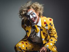 homme dans une Halloween costume avec une espiègle pose ai génératif photo