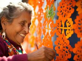 femmes créer papel picado coloré papier décorations ai génératif photo