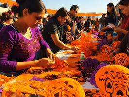 femmes créer papel picado coloré papier décorations ai génératif photo