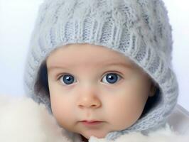 enfant jouit le hiver neigeux journée dans espiègle pose ai génératif photo