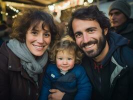 le famille jouit célébrer Noël veille ensemble ai génératif photo