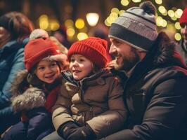 le famille jouit célébrer Noël veille ensemble ai génératif photo