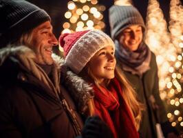 le famille jouit célébrer Noël veille ensemble ai génératif photo