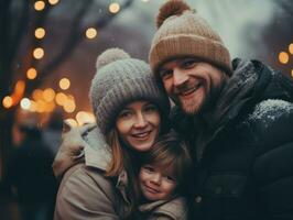 le famille jouit célébrer Noël veille ensemble ai génératif photo