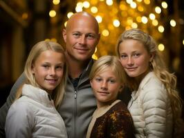 le famille jouit célébrer Noël veille ensemble ai génératif photo