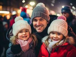 le famille jouit célébrer Noël veille ensemble ai génératif photo