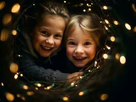 le famille jouit célébrer Noël veille ensemble ai génératif photo