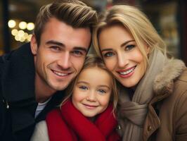 le famille jouit célébrer Noël veille ensemble ai génératif photo