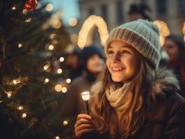 le famille jouit célébrer Noël veille ensemble ai génératif photo