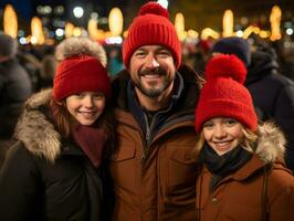 le famille jouit célébrer Noël veille ensemble ai génératif photo