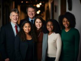 le interracial famille jouit célébrer Noël veille ensemble ai génératif photo