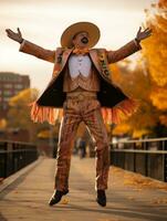 photo de émotif dynamique pose mexicain homme dans l'automne ai génératif