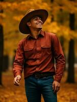 photo de émotif dynamique pose mexicain homme dans l'automne ai génératif