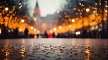 génératif ai, Noël juste flou arrière-plan, hiver rue marché dans L'Europe  photo