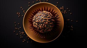 génératif ai, Chocolat bonbons des balles, proche en haut traditionnel brésilien brigadeiro photo